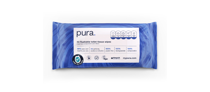 Pura 100% Plastic-Free, Biodegradable Baby Wipes