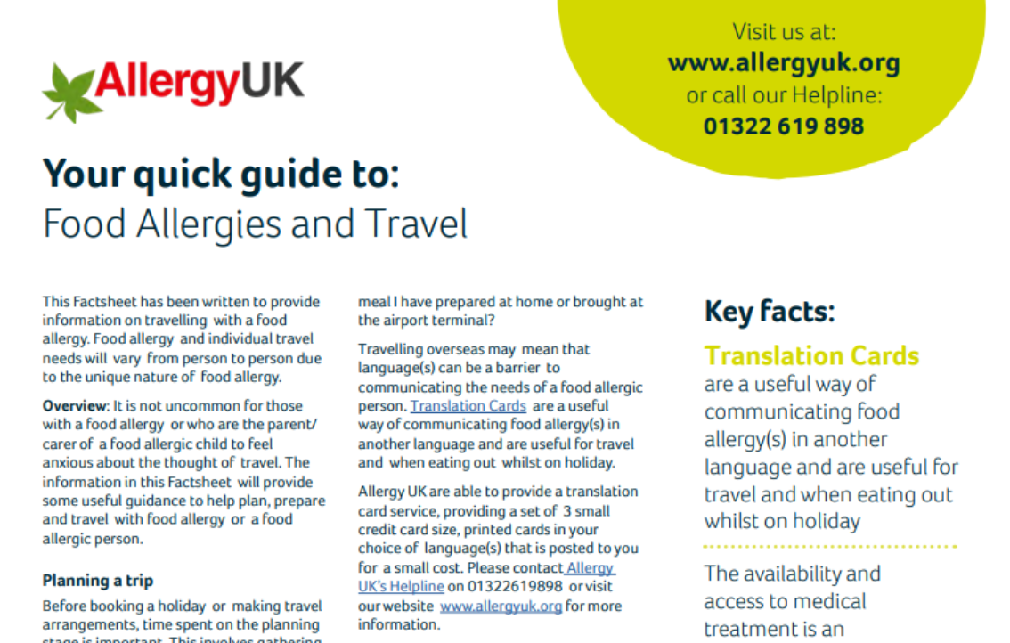 Food allergies and travel 